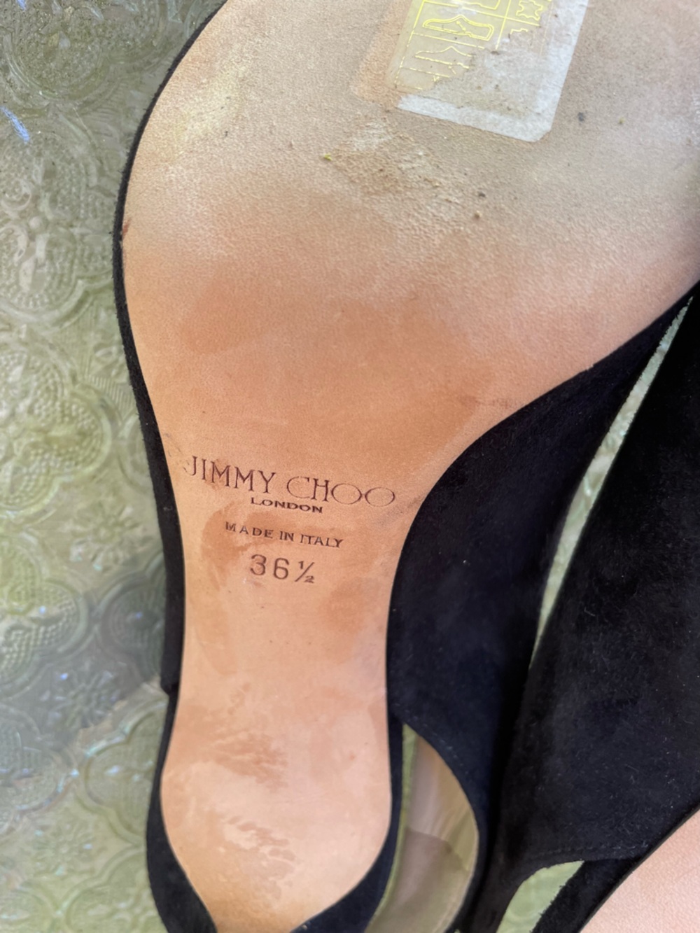 JIMMY CHOO Shar Black Suede Slingback Sandals Heels Size 36.5 - Picture 9 of 14